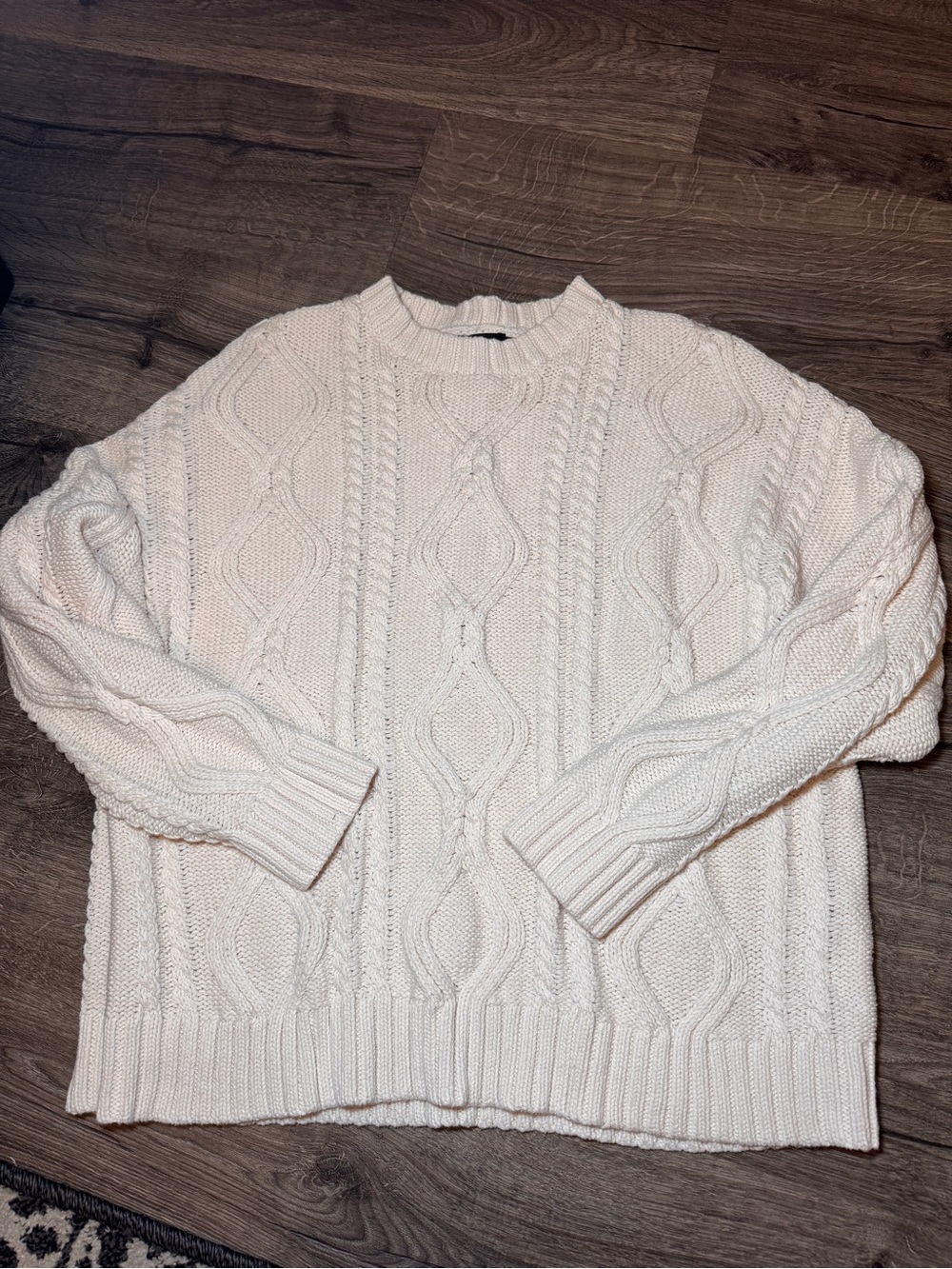 Cream Cable Knit Pullover Sweater - Women's